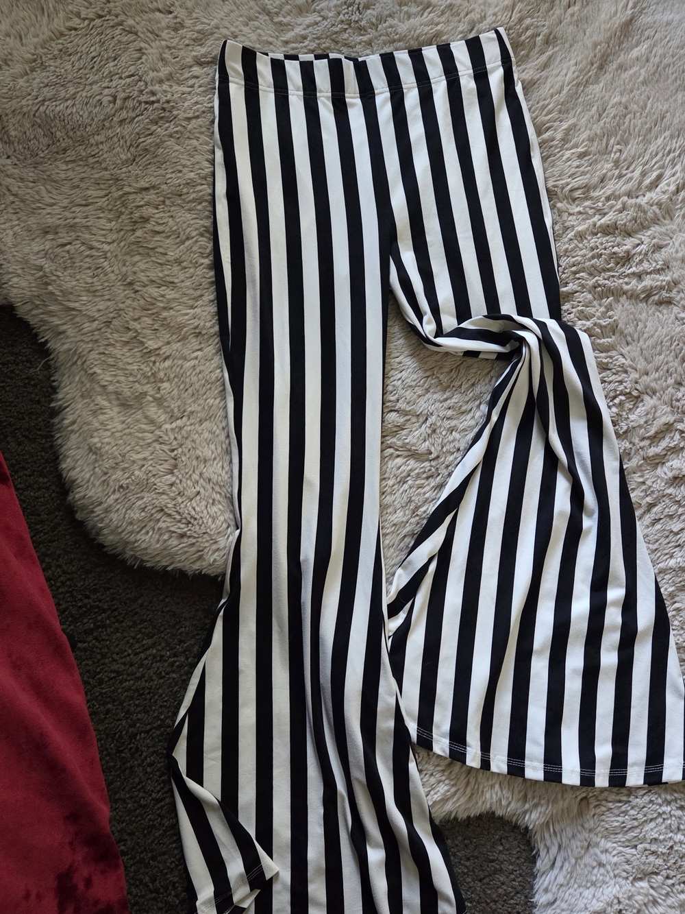 Fores Ink Black and White Vertical Stripe Flare Pants